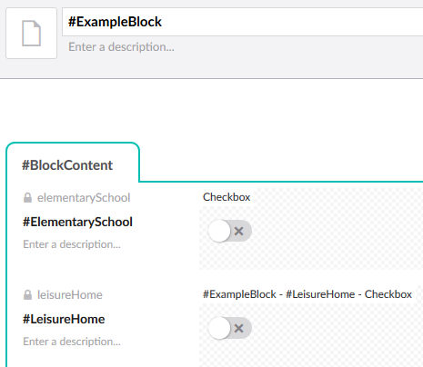 A screenshot of a block with properties.
